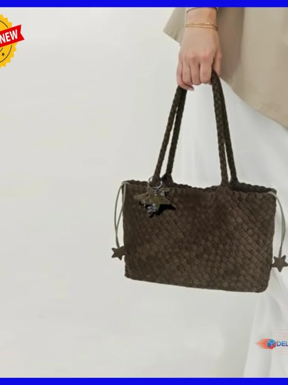 Large Woven Vegan Leather Hobo Tote Shoulder Bag with Clutch